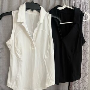 2 Lululemon Women’s Sleeveless Polo Tank Tops White and Black 6